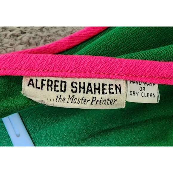 Vtg 60s 70s Alfred Shaheen Women's S/M Sleeveless Funky Wide Leg Jumpsuit Green - Picture 16 of 16